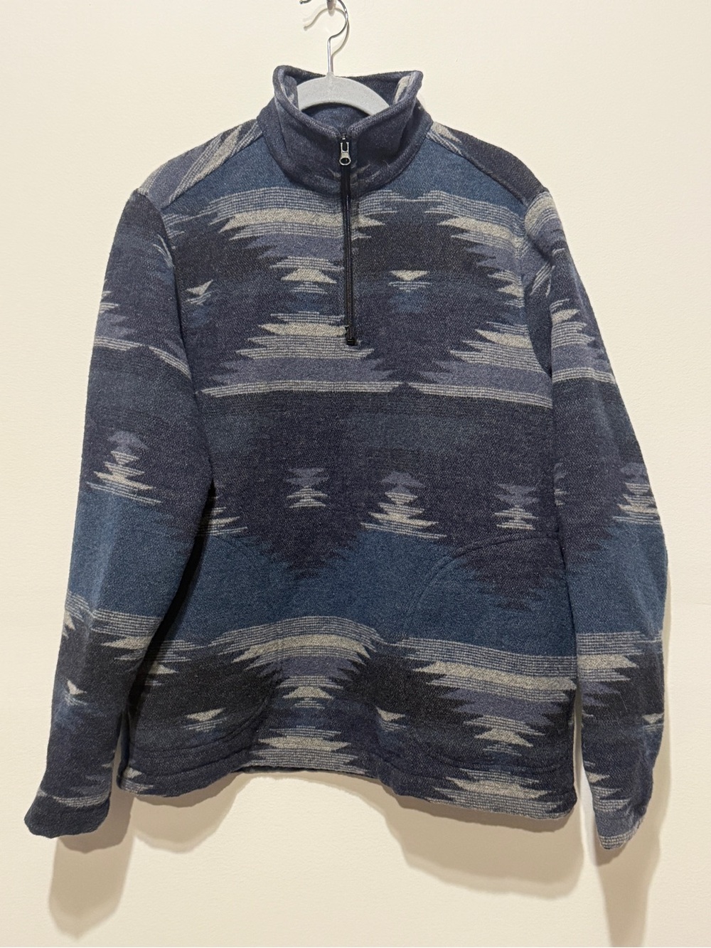 NWOT Men's Blue Wool Blend  Half-Zip Pullover Southwest Print Size M
